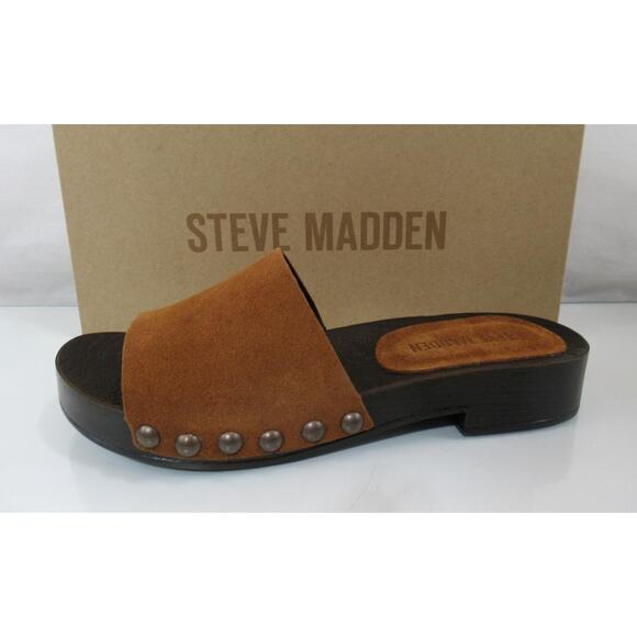 Steve Madden Cento Slide Sandals Chestnut Brown Suede Made in Italy - Picture 3 of 8